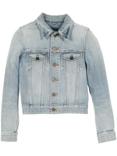 Pre-owned Saint Laurent 2000s Embroidered Denim Jacket In Blue