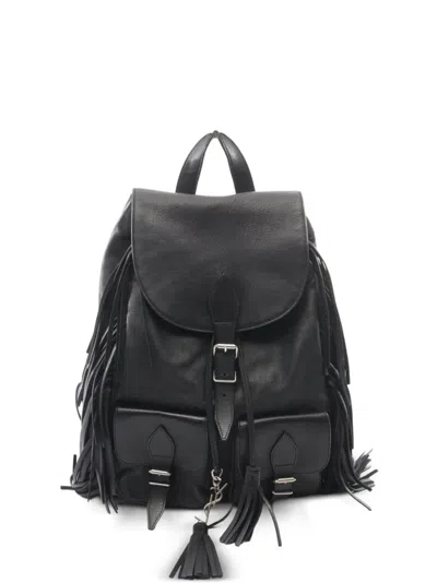 Pre-owned Saint Laurent 2000s Festival Fringe Backpack In Black