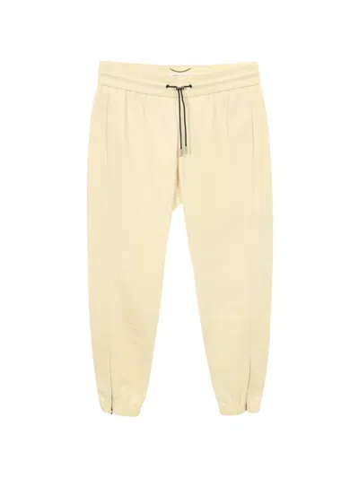 Pre-owned Saint Laurent 2000s Lamb Leather Track Pants In Neutral