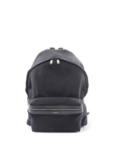 Pre-owned Saint Laurent 2000s Leather-trim Backpack In Black