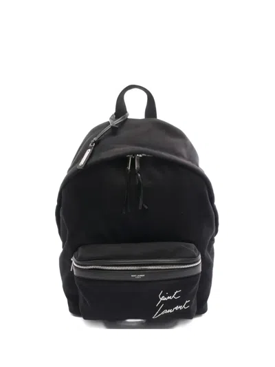 Pre-owned Saint Laurent 2000s Logo Embroidery Rucksack In Black