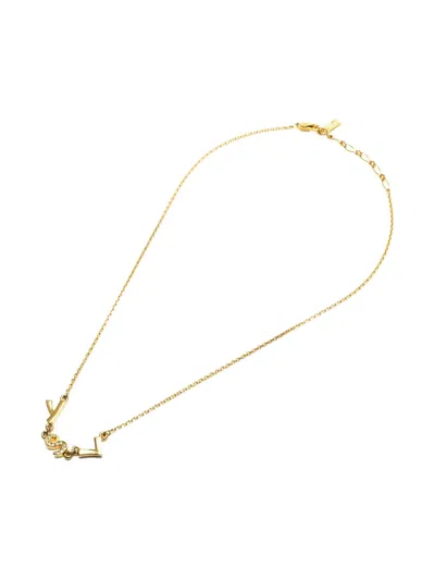 Pre-owned Saint Laurent 2000s Logo-lettering Necklace In Gold