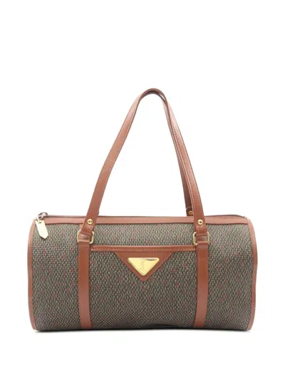 Pre-owned Saint Laurent 2000s Logo-plaque Shoulder Bag In Brown