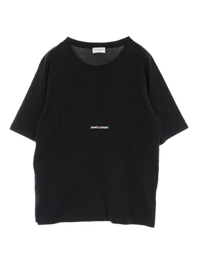 Pre-owned Saint Laurent 2000s Logo-print Cotton T-shirt In Black