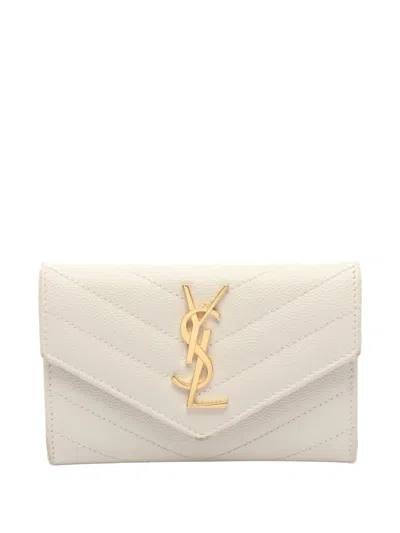 Pre-owned Saint Laurent 2000s Monogram Envelope Wallet In Neutral