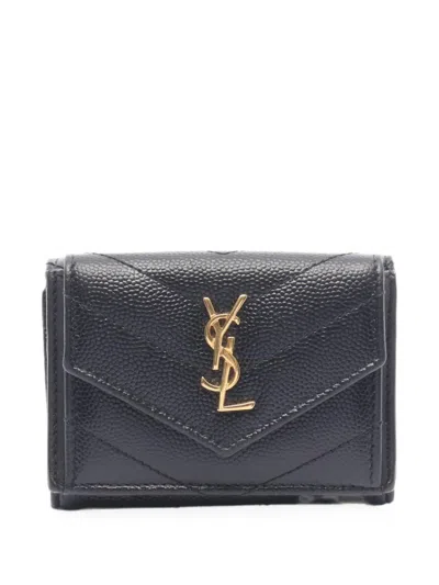 Pre-owned Saint Laurent 2000s Monogram Trifold Wallet In Black