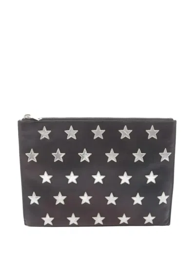 Pre-owned Saint Laurent 2000s Star-motif Clutch Bag In Black