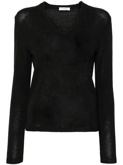 Pre-owned Saint Laurent 2000s V-neck Cotton Jumper In Black