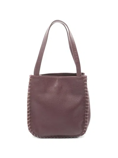 Pre-owned Saint Laurent 2000s Whipstitch Leather Handbag In Brown