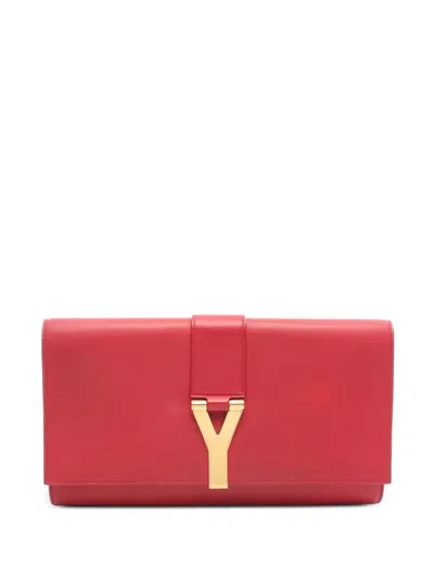 Pre-owned Saint Laurent 2000s Y Chyc Leather Clutch Bag In Red