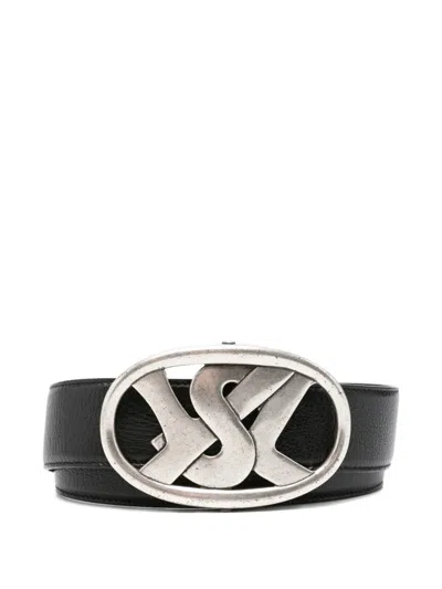 Pre-owned Saint Laurent 2000s Ysl Logo-buckle Belt In Black
