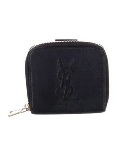 Pre-owned Saint Laurent 2007 Leather Compact Wallet In Black