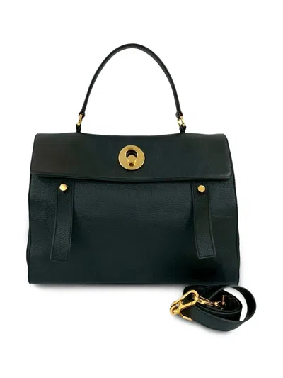 Pre-owned Saint Laurent 2008 Medium Leather Muse Two Satchel In Black