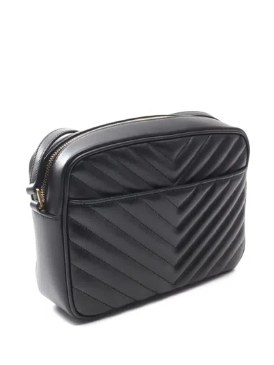 Pre-owned Saint Laurent 2010-2025 Matelasse Leather Monogram Lou Camera Bag Crossbody Bag In Black