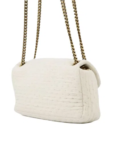 Pre-owned Saint Laurent 2010-2025 Small Wool Calypso Shoulder Bag In White
