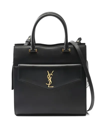 Pre-owned Saint Laurent 2010 Uptown Leather Tote Bag In Black