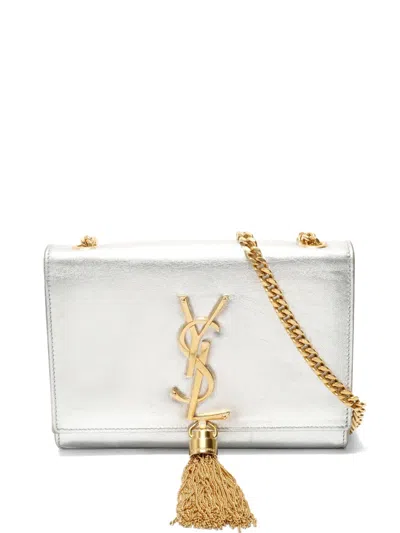 Pre-owned Saint Laurent 2010-2020s Tassel Ysl Shoulder Bag In Silver