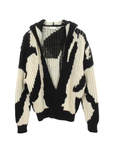 Pre-owned Saint Laurent 2010s Animal-print Hooded Cardigan In Black