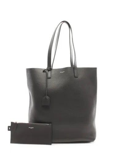 Pre-owned Saint Laurent 2010s Bold Leather Tote Bag In Black