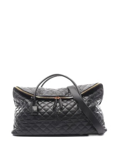 Pre-owned Saint Laurent 2010s Boston Giant Quilted Leather Tote Bag In Black