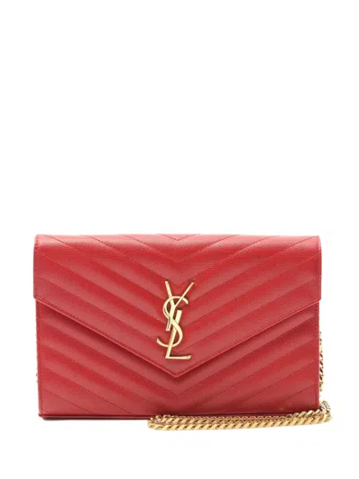 Pre-owned Saint Laurent 2010s Cassandra Classic Chain Wallet In Red