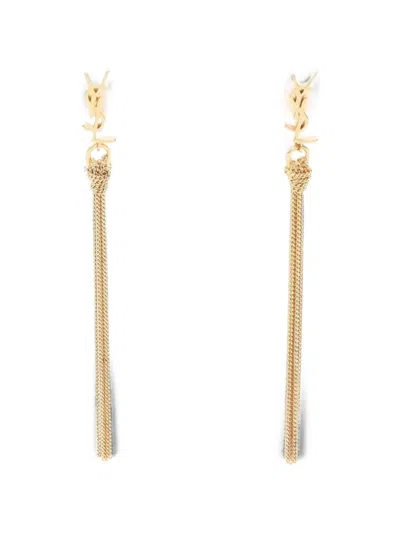 Pre-owned Saint Laurent 2010s Cassandre Tassel Earrings In Gold