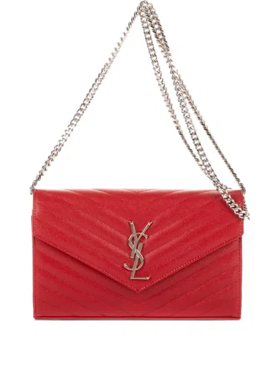 Pre-owned Saint Laurent 2010s Chain-strap Quilted Shoulder Bag In Red