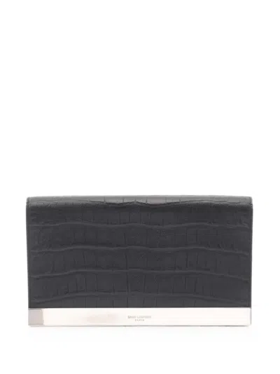 Pre-owned Saint Laurent 2010s Croc-embossed Clutch Bag
