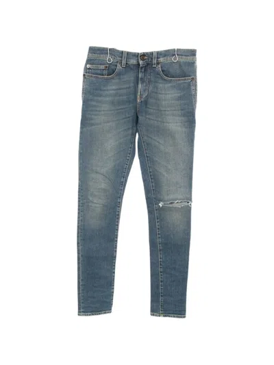 Pre-owned Saint Laurent 2010s D02 Distressed Jeans In Blue