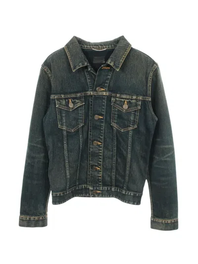 Pre-owned Saint Laurent 2010s Dead Rat Beaded Denim Jacket In Blue
