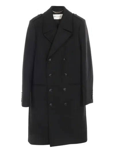 Pre-owned Saint Laurent 2010s Double-breasted Coat In Black