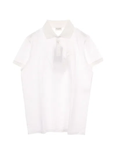 Pre-owned Saint Laurent 2010s Embroidered Logo Polo Shirt In White