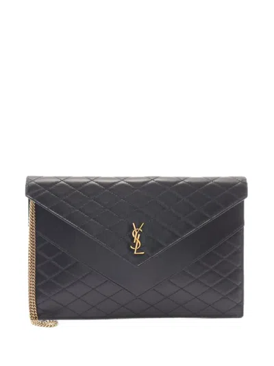 Pre-owned Saint Laurent 2010s Gabby Quilted Clutch Bag In Black