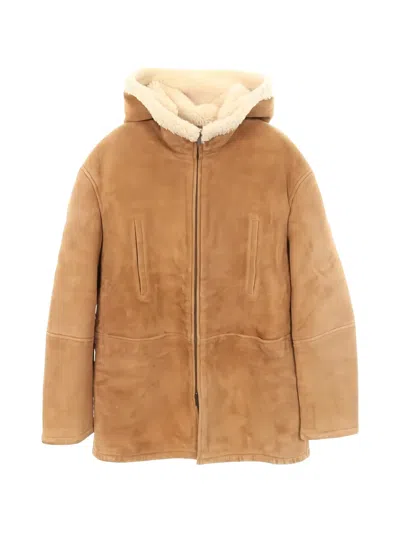Pre-owned Saint Laurent 2010s Hooded Suede Coat In Brown