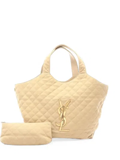 Pre-owned Saint Laurent 2010s Large Icare Quilted Tote Bag In Neutrals