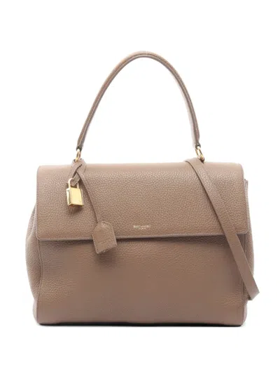 Pre-owned Saint Laurent 2010s Leather Tote Bag In Neutral