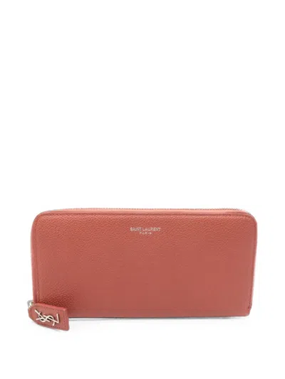 Pre-owned Saint Laurent 2010s Liv Gauche Zip-around Wallet In Brown