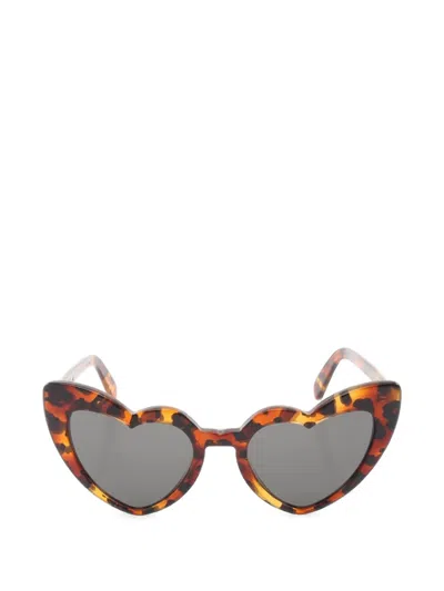 Pre-owned Saint Laurent 2010s Loulou Heart-frame Sunglasses In Brown