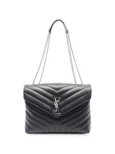 Pre-owned Saint Laurent 2010s Lulu Medium Chain Shoulder Bag In Black
