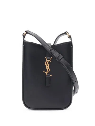 Pre-owned Saint Laurent 2010s Mini Le 5 À 7 Logo-plaque Shoulder Bag In Black