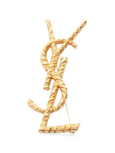 Pre-owned Saint Laurent 2010s Opyum Twisted Brooch In Gold