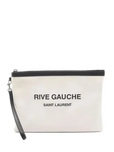 Pre-owned Saint Laurent 2010s Rive Gauche Clutch Bag In Neutral