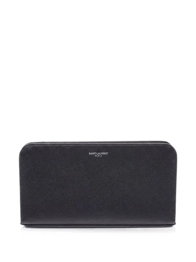 Pre-owned Saint Laurent 2010s Round Zip-around Wallet In Black
