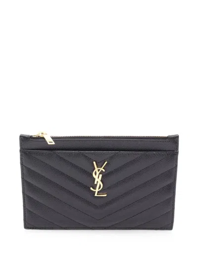 Pre-owned Saint Laurent 2010s Small Quilted Bill Pouch In Black