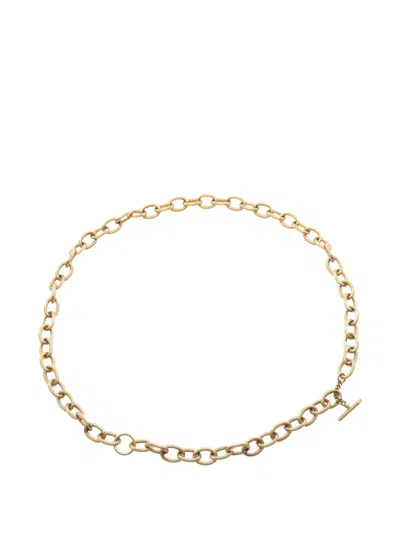 Pre-owned Saint Laurent 2010s T-bar Chain-link Belt In Gold