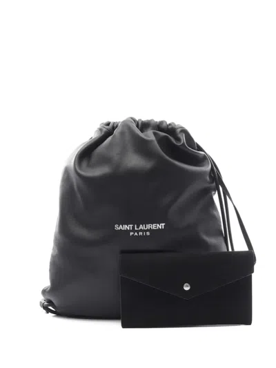 Pre-owned Saint Laurent 2010s Teddy Leather Drawstring Backpack
