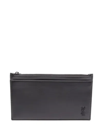 Pre-owned Saint Laurent 2010s Tiny Monogram Wallet In Black