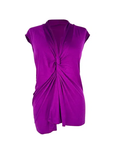 Pre-owned Saint Laurent 2010s Twist-front V-neck Blouse In Purple