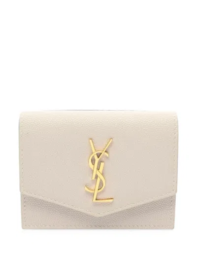 Pre-owned Saint Laurent 2010s Uptown Leather Card Case In Neutrals