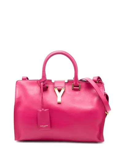 Pre-owned Saint Laurent 2011-2015 Small Calfskin Cabas Chyc Satchel In Pink